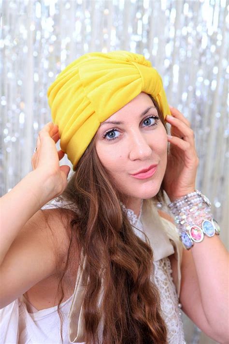 Yellow Turban With Bow Fashion Hair Turbans For Women In Etsy Bow
