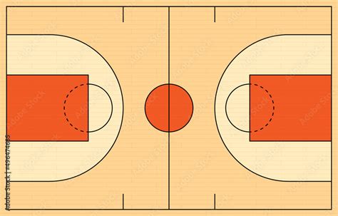 Basketball Court Top View Layout Vector Illustration Stock Vector