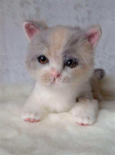 Kitten Ooak Realistic Plush Artist Collectible Plush Cat Etsy