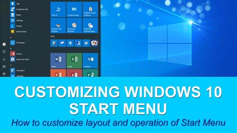 Microsoft Windows 10 Customizing Start Menu Youtube