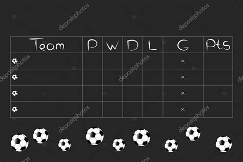 Football Tournament Group Stages And Points Table Vector Design Black