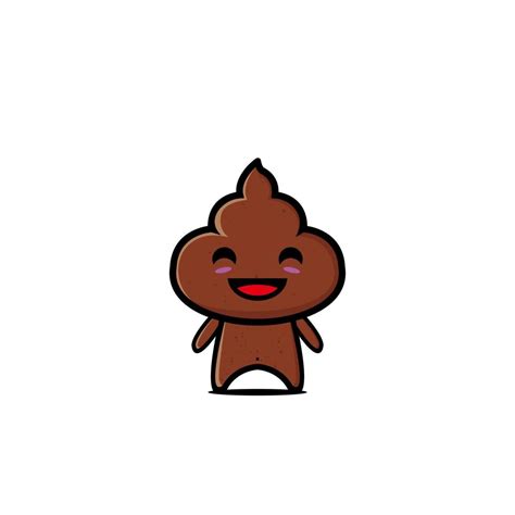 Poop Cute Character Flat Cartoon Vector Illustration Icon Design Funny