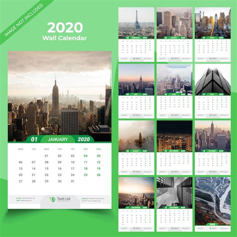 Premium Vector 2020 Wall Calendar Template