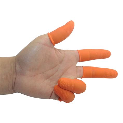 100pcspack Antistatic Fingertip Protection Latex Work Orange Finger