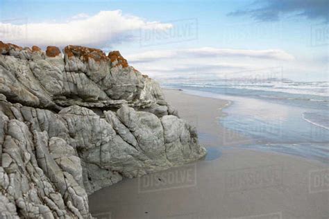 South Africa Hermanus Rocks And Sandy Beach On Grotto Beach Stock
