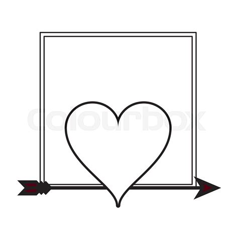 Romantic Frame With Heart In Black And White Stock Vector Colourbox