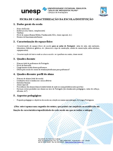 Pdf Ficha De Caracterização Da Escola Lp Dokumen Tips