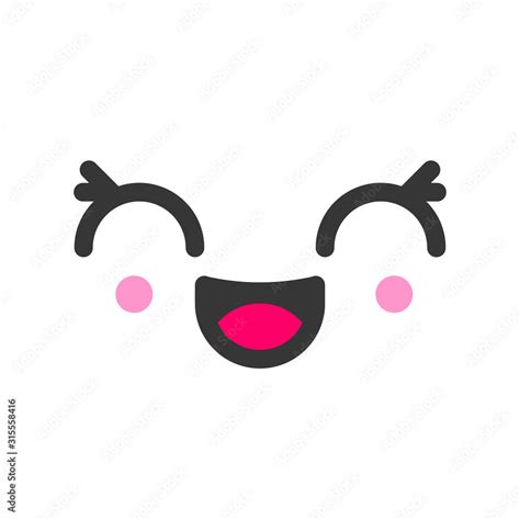 Excited Kawaii Cute Emotion Face Emoticon Vector Icon Characters And