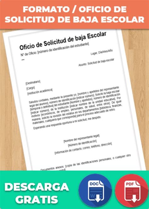 Oficio De Solicitud De Baja Escolar Ejemplos Y Formatos Excel Word