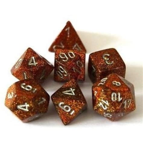 Chessex Polyhedral 7 Die Set Gold With Silver At Mighty Ape Australia