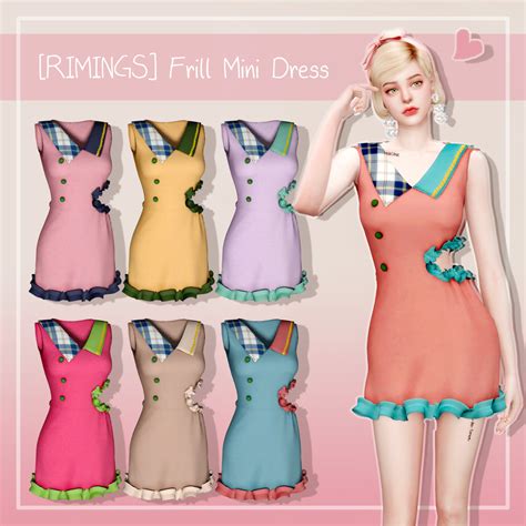 Lana Cc Finds Marymory Frill Dress Sims 4 Dresses Frill Dress Dresses