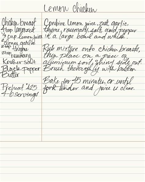 Lemon Chicken Recipe Written On My Ipad Rhandwriting