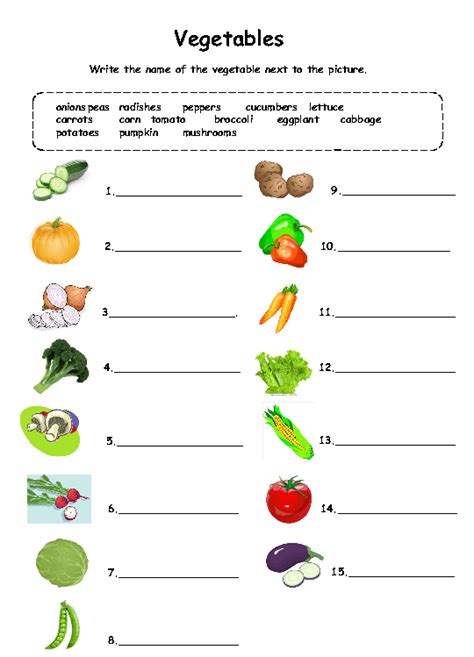 Vegetables Worksheet For Kindergarten Worksheets On Fruits And