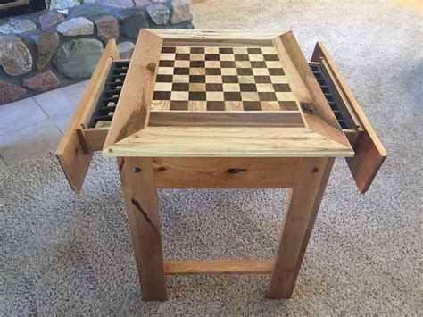 One of the better feelings in woodworking is is the satisfaction when something you made looks like it took weeks of. Chess Table | Wood chess set, Chess table, Wood chess board