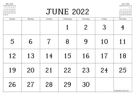 Month Of June Calendar 2022