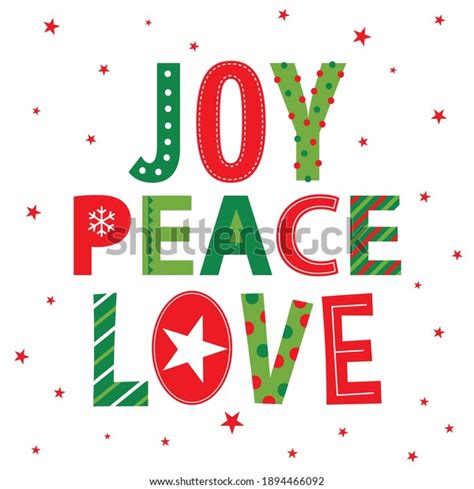 Joy Peace Love Christmas Greeting Card Stock Vector Royalty Free