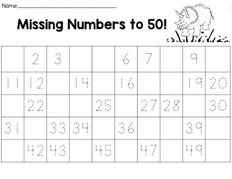 Image Result For Number Chart 1 50 Preschoolers 6f9