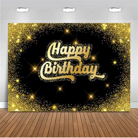 Gold Happy Birthday Backdrop Black Gold Dots Birthday Backdrops 7x5ft