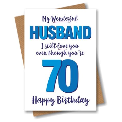 Funny 70th Birthday Card For Wonderful Husband Age 70 Seventy Etsy Uk