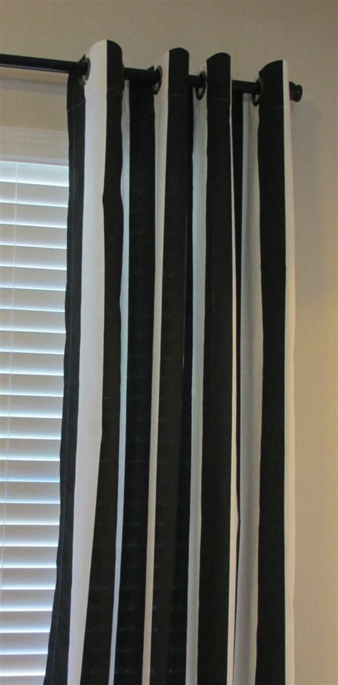 Black White Vertical Stripe Curtains Grommet Top 84 96 108 Etsy