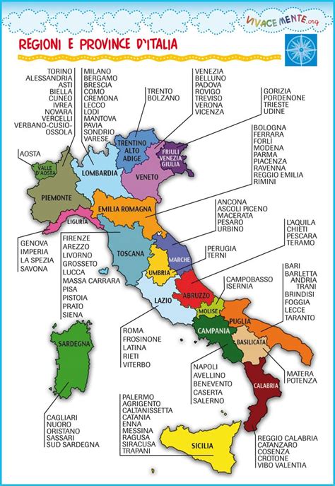 Cartina Dellitalia Regioni E Province Mappa Dellitalia Attività Geografia Le Idee Della