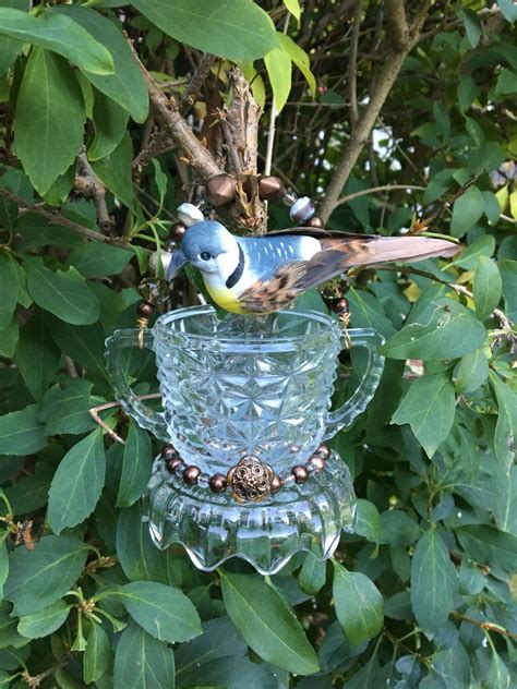 Recycled Glass Bird Feeder Hanging Garden Art Dish Feeder Etsy