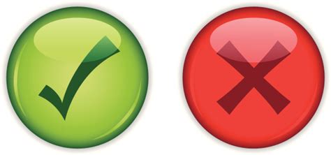 A Green Check Mark Next To A Red X On A White Background