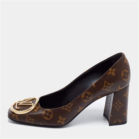 Louis Vuitton Brown Monogram Canvas Madeleine Block Heel Pumps Size 39