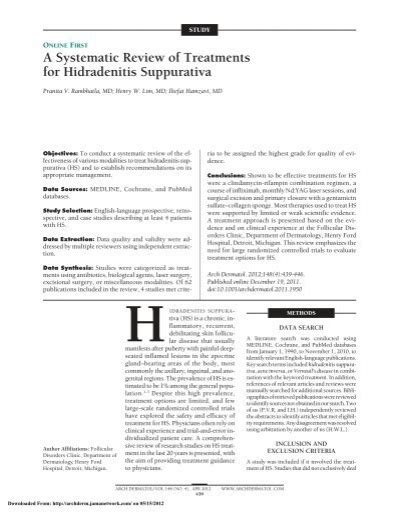 A Systematic Review Of Treatments For Hidradenitis Suppurativa