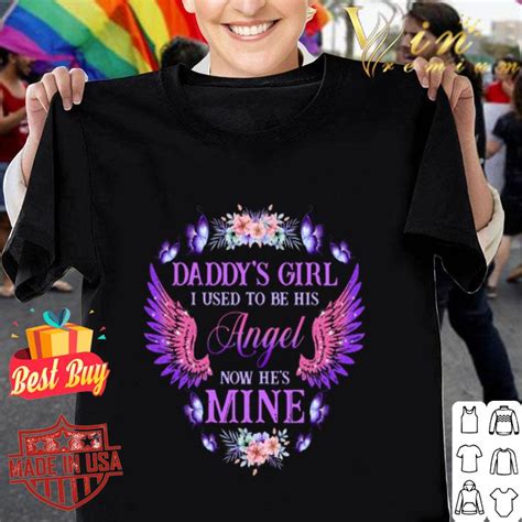Daddys Girl I Used To Be His Angel Now Hes Mine Wings Flower Shirt Hoodie Sweater