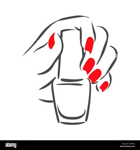 vector hand drawn illustration of manicure and nail polish on woman hands stock vector image