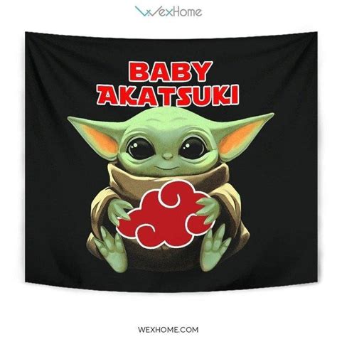 Baby Yoda Hug Akatsuki Cloud Tapestry Funny Mixed Fan T Let The