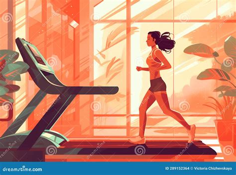 health woman jogging fitness exercise training boho fit sport run style treadmill generative ai
