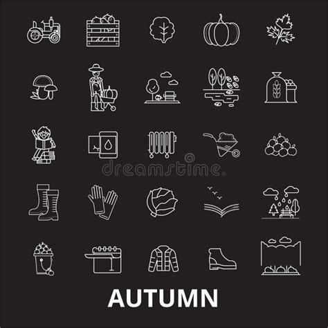 Autumn Line Icons Signs Vector Set Outline Illustration Concept