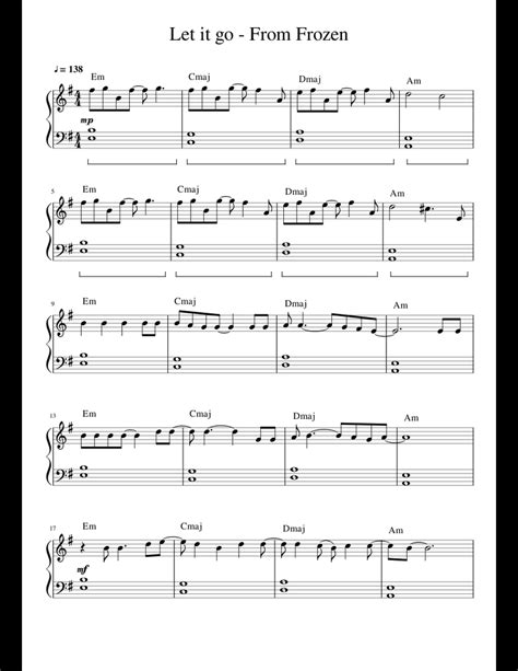 Let it go (piano solo). Let it go sheet music for Piano download free in PDF or MIDI