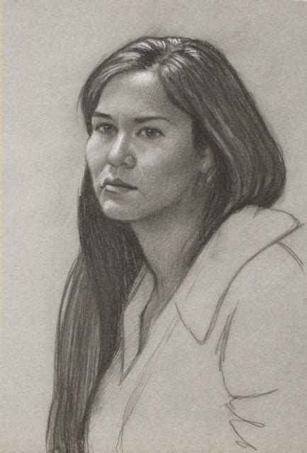 James Gunters Studio Charcoal Sketch Native American Woman