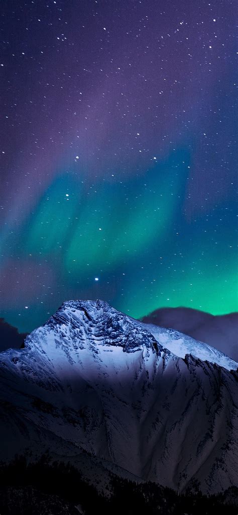 1080p Free Download 1125x2436 Northern Lights Night Sky Mountains