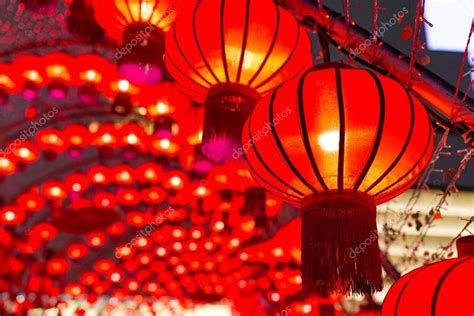 Chinese Red Lanterns At Night Stock Photo Sponsored Lanterns