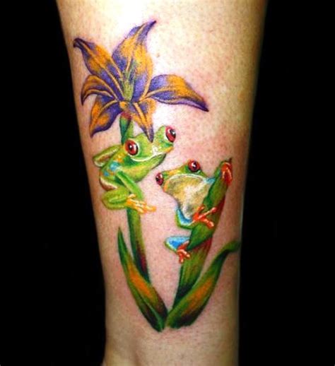 10 Frog On Flower Tattoo 40 Frog Tattoos Symbolic Tattoos Unique