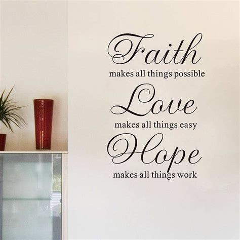 Faith Love Hope Quote Wall Stickers Bedroom Lounge
