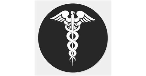 Black And White Caduceus Medical Symbol Sticker Zazzle