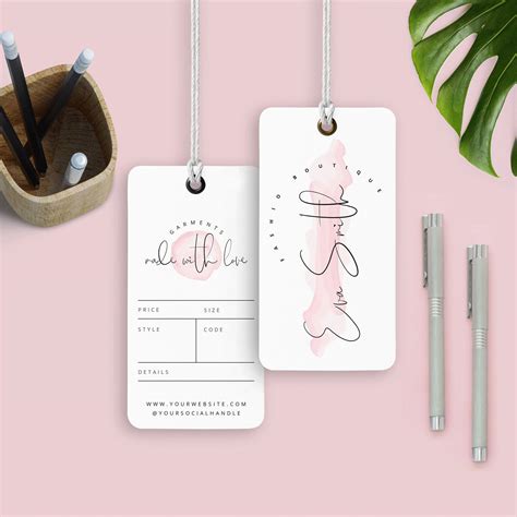 Fully Editable Hang Tag Template With Elegant Watercolor Effect