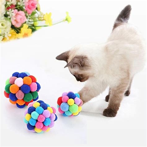 Pet Cats Kitten Handmade Bells Bouncy Ball Molar Chewing Interactive