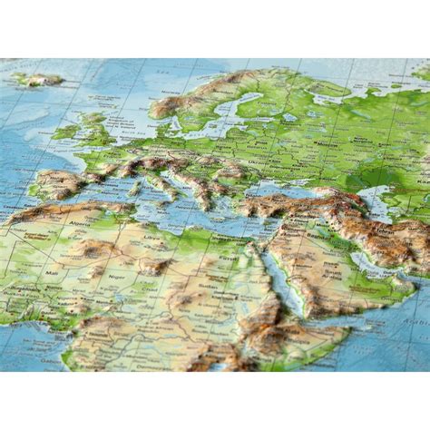 Georelief World Relief Map Large 3d With Wooden Frame