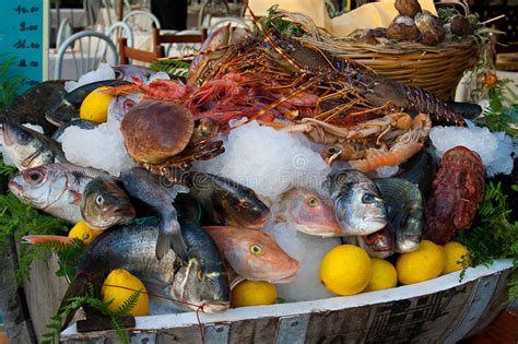 Fresh Fish And Seafood In Ice Stock Image Image Of Italy Market
