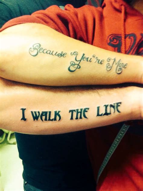 Couple bio #8 angemere » studios. Couple tattoo of Johnny Cash "Because you're mine, I walk ...