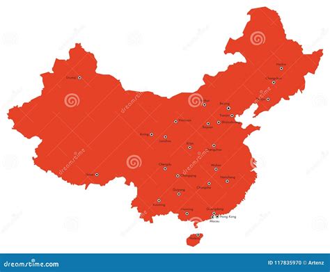 Map Of China With Major Cities Stock Vector Illustration Of Cities