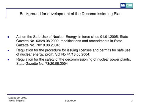Service if, for example, they experience major. PPT - Decommissioning Plan for Kozloduy Nuclear Power ...