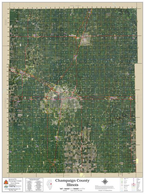 Champaign County Illinois 2020 Aerial Wall Map Mapping Solutions