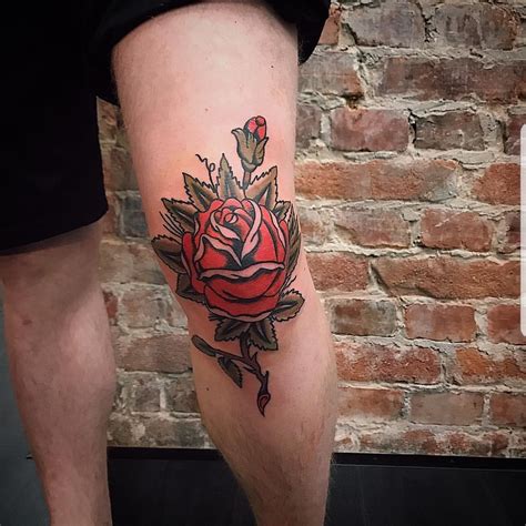 Old School Rose On My Knee Done By Inglorioussteve At Swahili Bobs